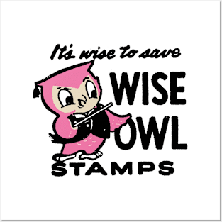 Vintage Wise Owl Retro Stamp Posters and Art